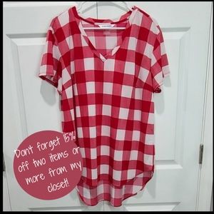 Red & White Gingham Print Top by Nygard, Size L